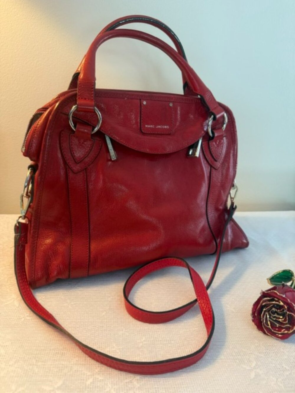 Authentic Marc Jacobs Red Leather Shoulder Bag